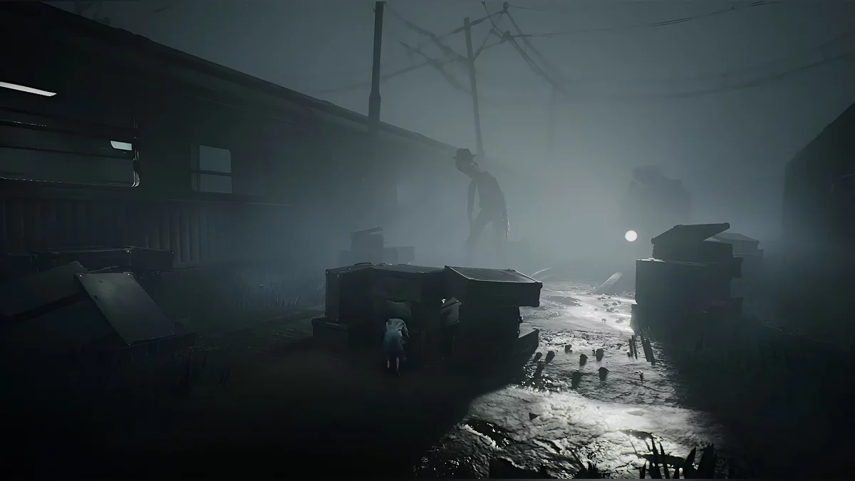 Укрытие за ящиками для скрытного прохождения мимо монстра