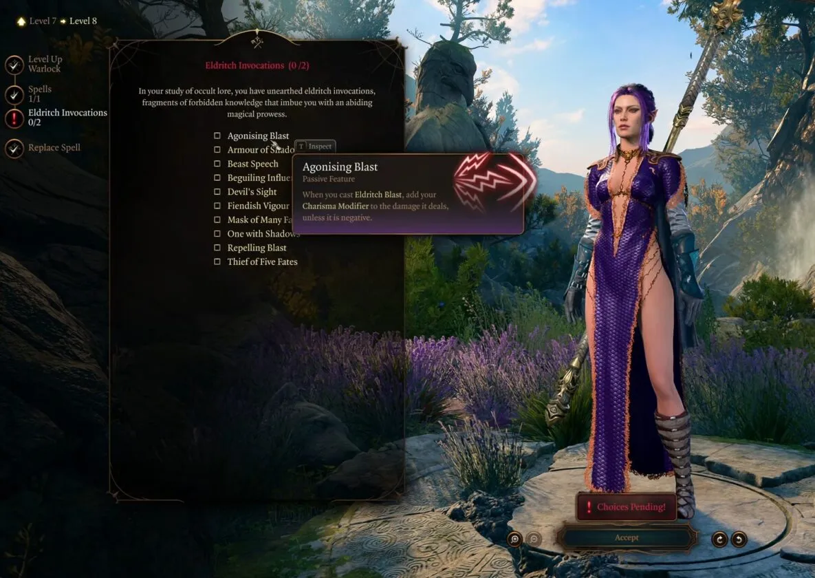 Таинственные воззвания колдуна на 8 уровне в Baldur's Gate 3