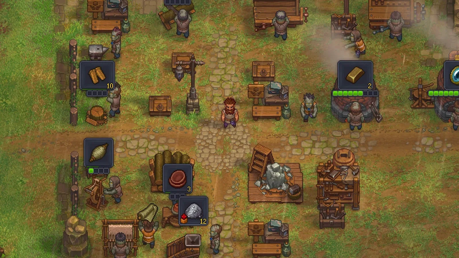 Скриншот игрового процесса Graveyard Keeper 2 с двором Хранителя