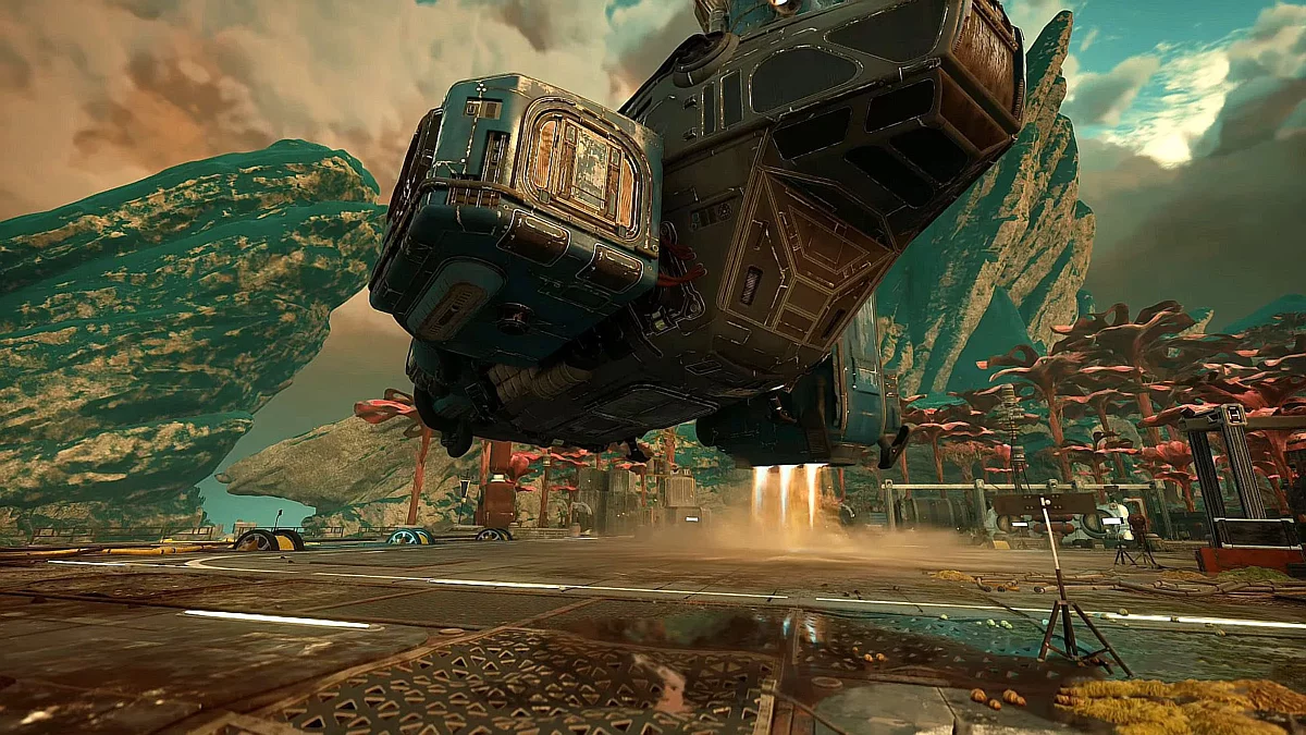 Приземление персонажа на локации Райский остров в The Outer Worlds 2