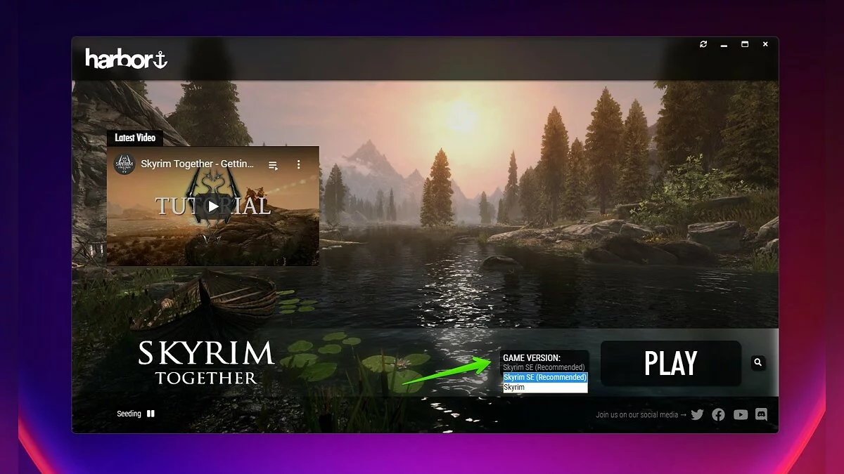 Выбор версии Skyrim в выпадающем списке Harbor
