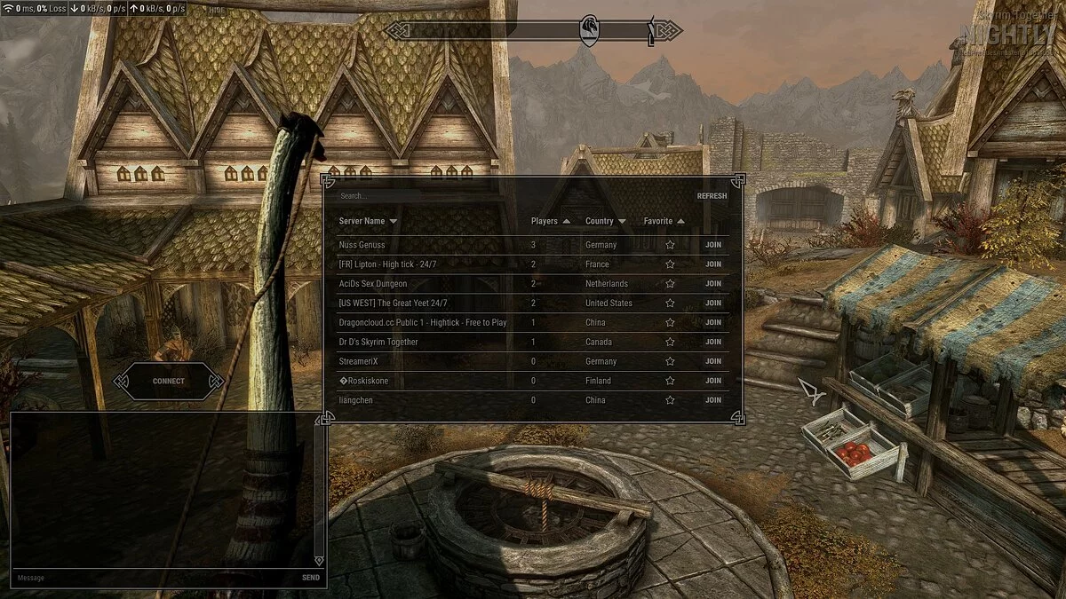 Список публичных серверов в моде Skyrim Together