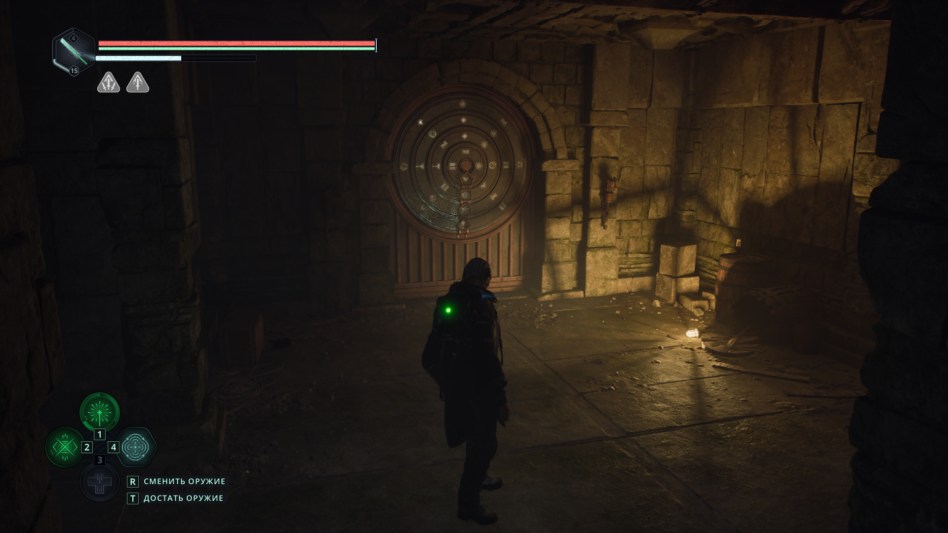 Дверь с поворотным циферблатом и символами в Проходе Астеров