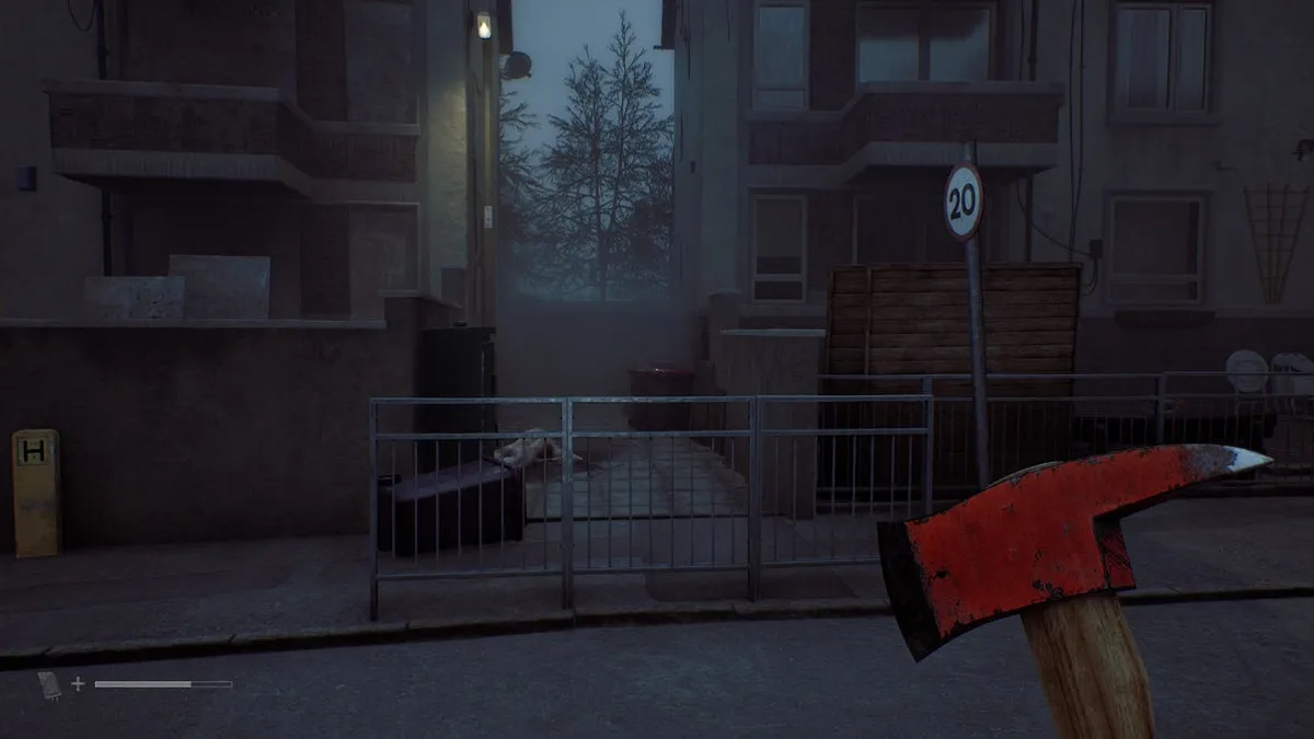 Саймон смотрит вдоль переулка в Silent Hill: Townfall