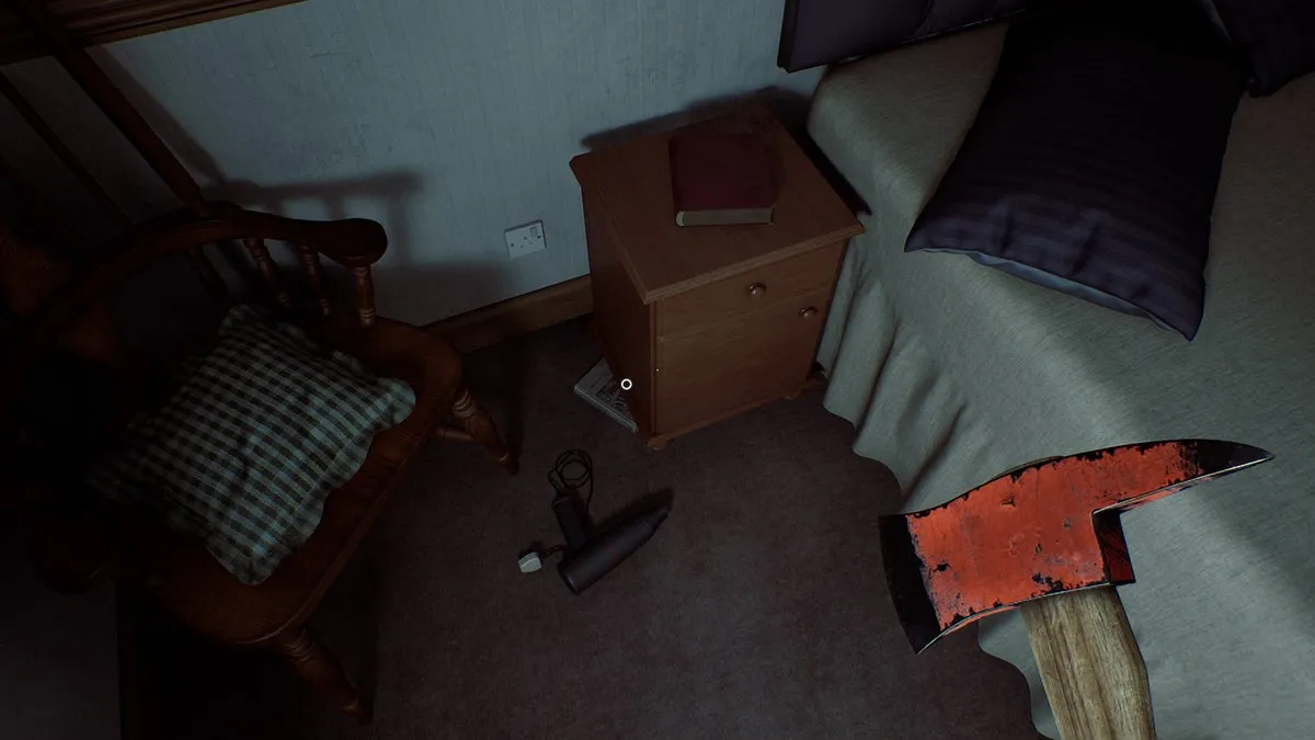 Саймон изучает Странную книгу №1 в Silent Hill: Townfall