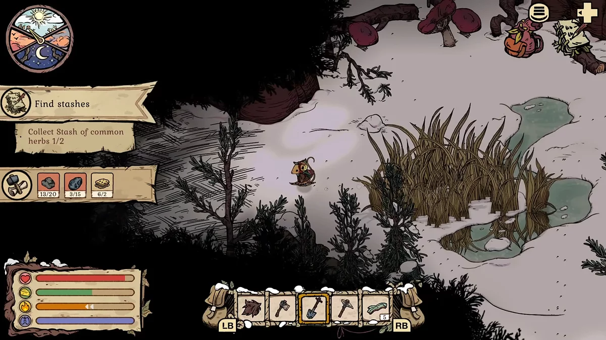 Путь ко второму тайнику через комнату с деревьями