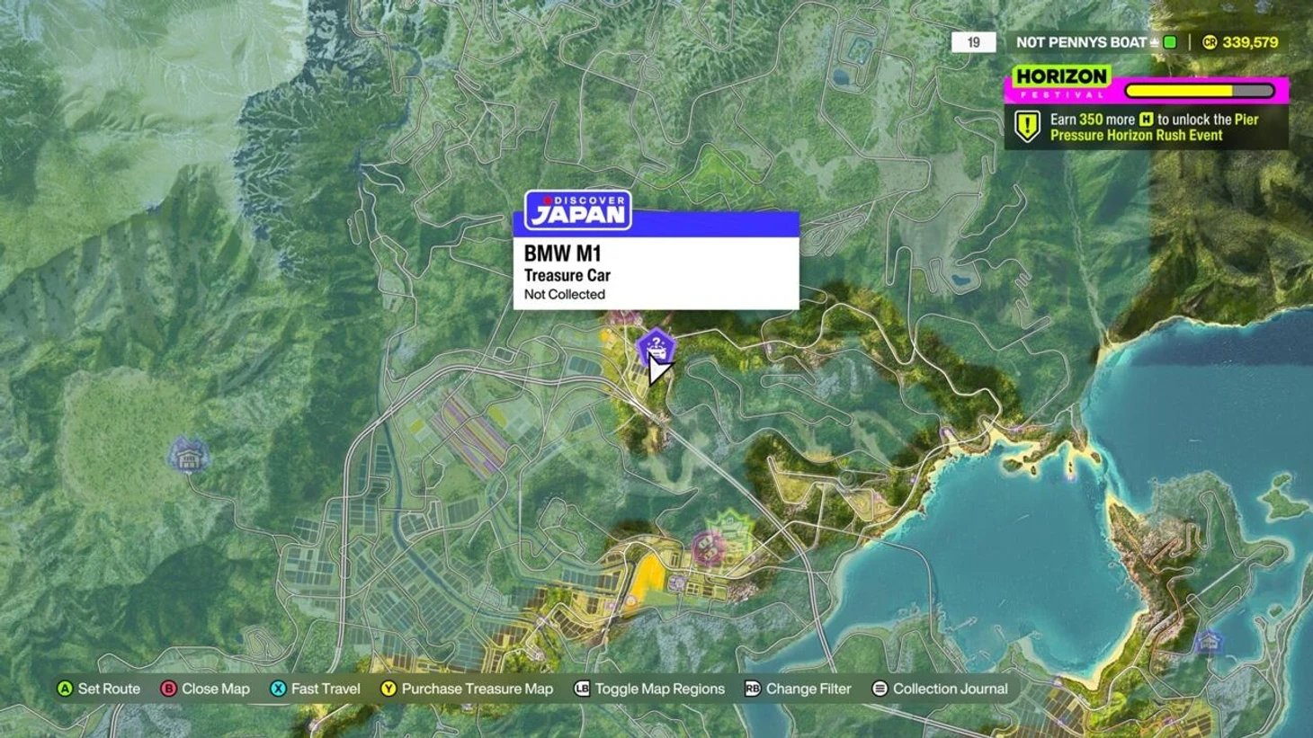 Расположение BMW M1 на карте Forza Horizon 6