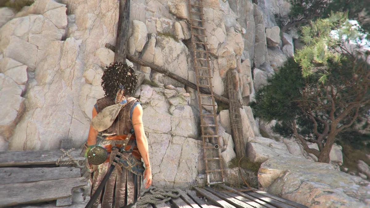 София смотрит на лестницу у двери с минотавром в Resonance: A Plague Tale Legacy