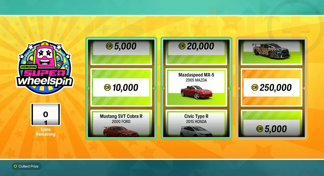 Колесо Фортуны и дерево мастерства автомобиля в Forza Horizon 6