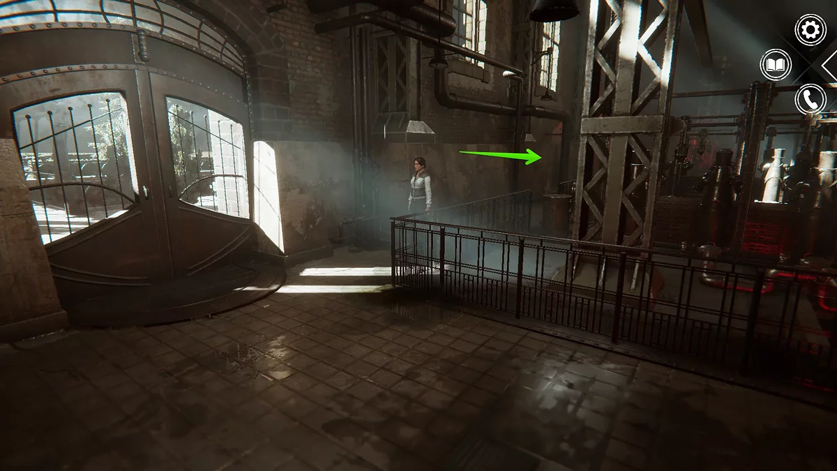 Дверь с красной лампочкой в сборочном цехе фабрики