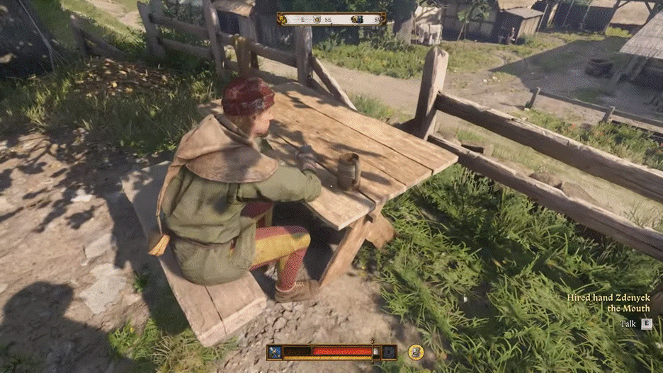 Батрак Зденек во дворе трактира в Тахове в KCD2