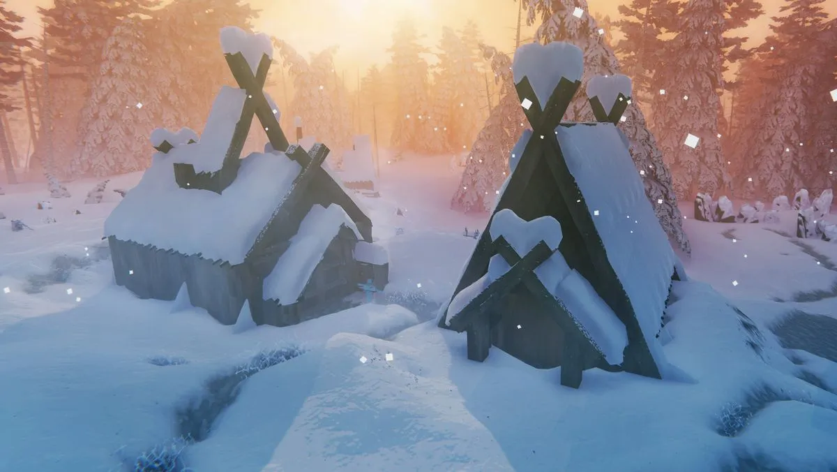 Заснеженная деревня Дальнего севера в Valheim
