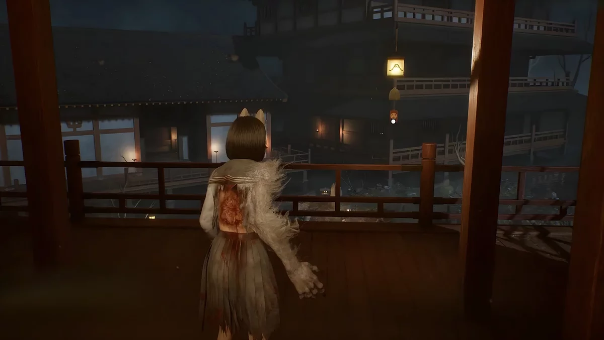 Фонарь с символом горы на веранде домика Silent Hill f