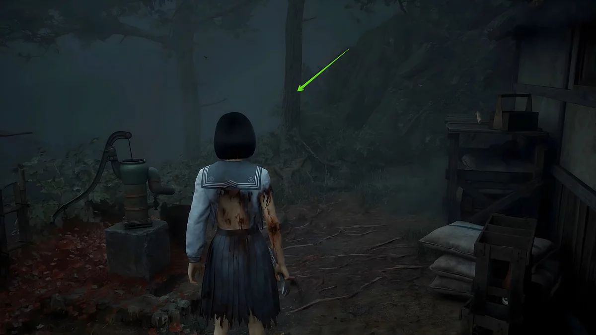 Старый кухонный нож отца воткнутый в дерево Silent Hill f