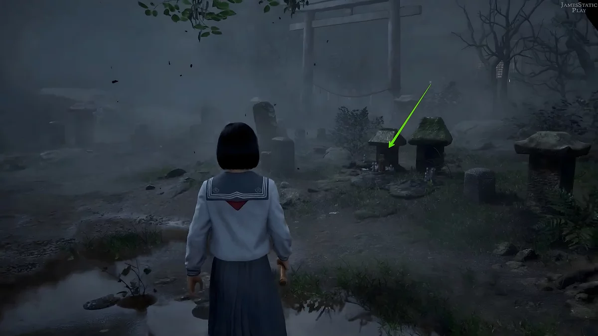 Ржавая фляга между могилами на кладбище Silent Hill f