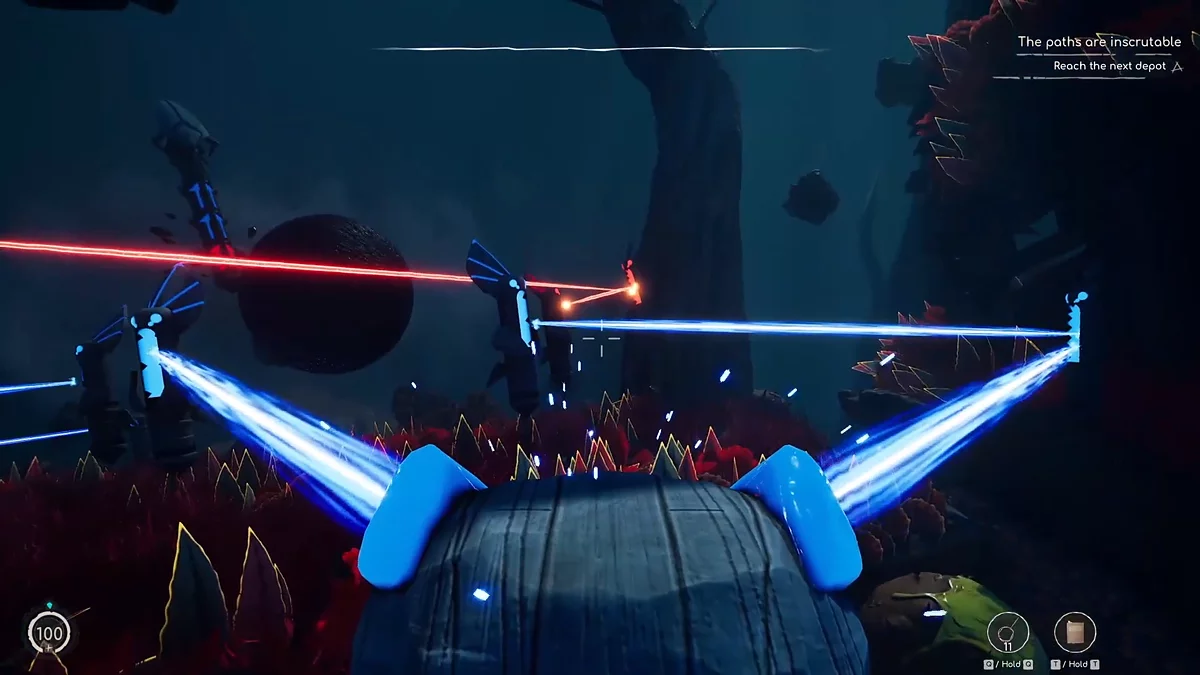 Лазерные тотемы с разноцветными лучами