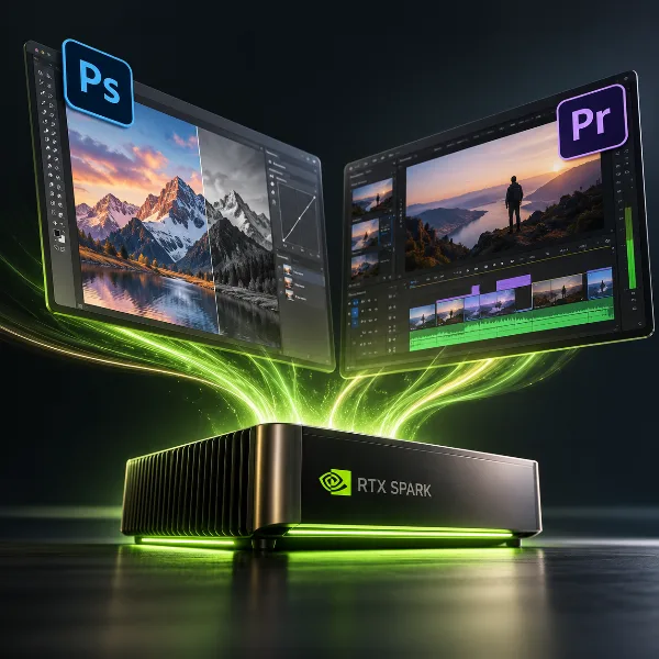 Обложка Adobe оптимизирует Photoshop и Premiere Pro под чип NVIDIA RTX Spark