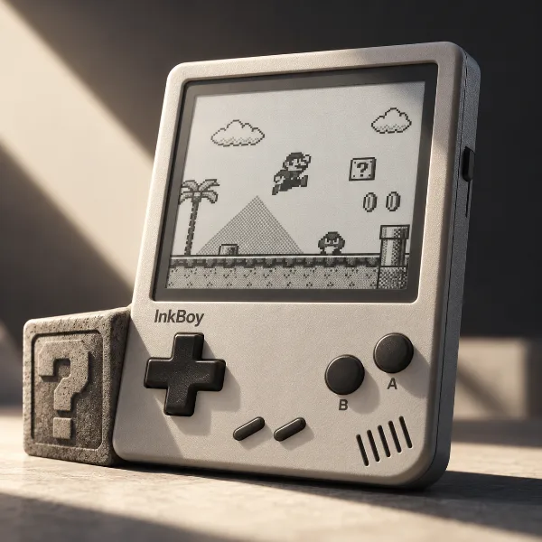Обложка InkBoy: Super Mario Land на экране из электронных чернил при 30 FPS