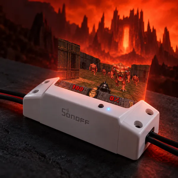 Обложка DOOM (почти) заработал на умном выключателе Sonoff Basic R2
