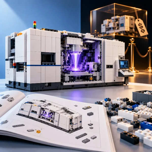 Обложка Lego-копия литографа ASML TWINSCAN EXE:5000 из 810 деталей: бесплатная инструкция на Rebrickable вместо перекупов по $700