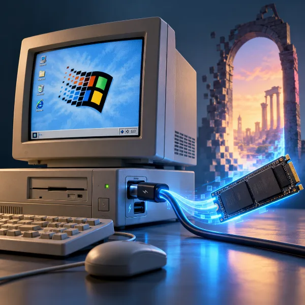 Обложка USB4 и Thunderbolt на Windows 98: драйверы и NVMe из прошлого века