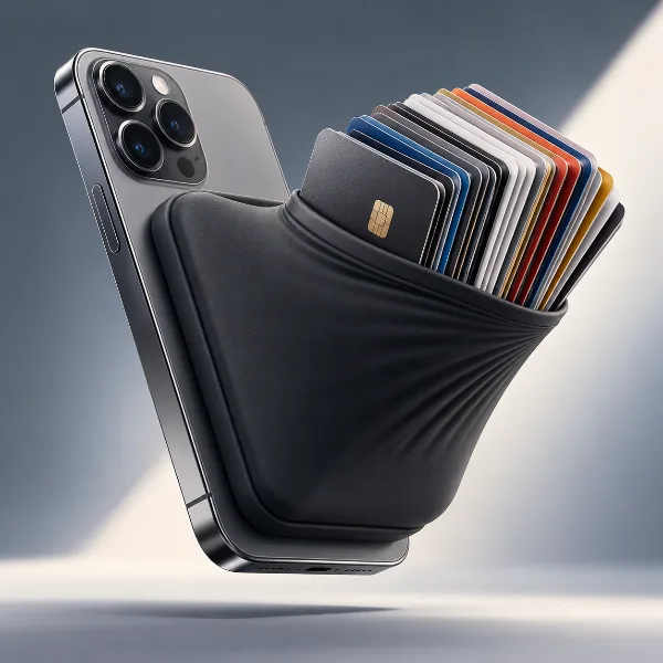 Обложка Ninja Labs MagSafe Flex Pouch: силиконовый MagSafe-кошелёк, тянущийся под десятки карт
