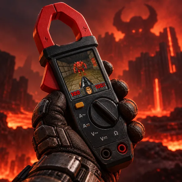 Обложка DOOM запустили на токоизмерительных клещах за $30