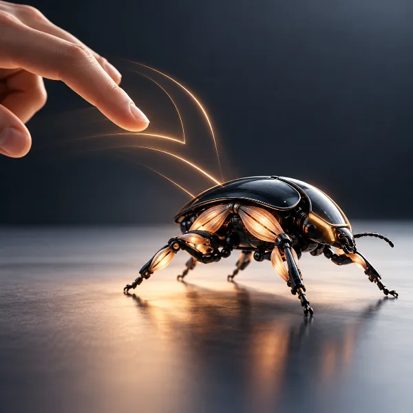 Обложка BeetleBot: робот-жук с искусственными мышцами управляется движениями пальца