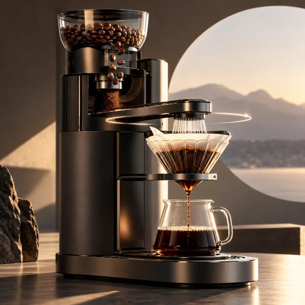 Обложка Breville Spiral Luxe: кофемашина, которая сама мелет зёрна и готовит пуровер с движущимся дриппером