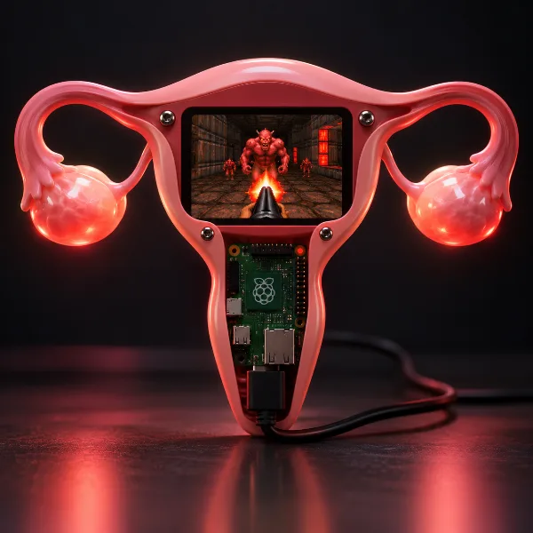 Обложка Doom запустили на миниатюрном трекере цикла Clotty в форме матки на Raspberry Pi