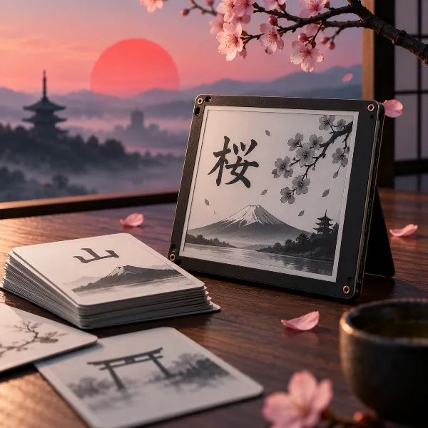 Обложка Enkiplate: карточки для изучения японского на e-ink-устройстве Inkplate 4Tempera