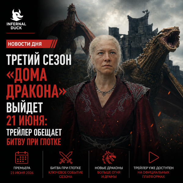 Обложка Третий сезон «Дома Дракона» выйдет 21 июня: трейлер обещает битву при Глотке