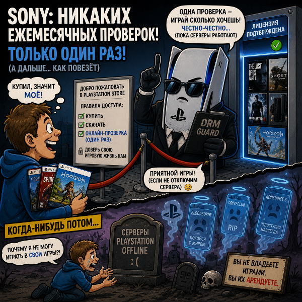 Обложка Sony развеяла слухи о новой DRM-проверке каждые 30 дней