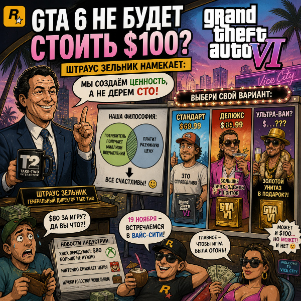 Обложка Глава Take-Two намекнул на стоимость GTA 6: $100 или стандартная цена?