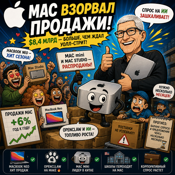 Обложка Продажи Mac превзошли ожидания Уолл-стрит, несмотря на доминирование iPhone
