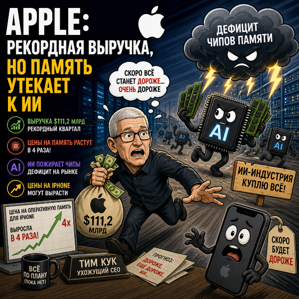 Обложка Apple сообщает о рекордном квартале, но предупреждает о росте цен на чипы памяти