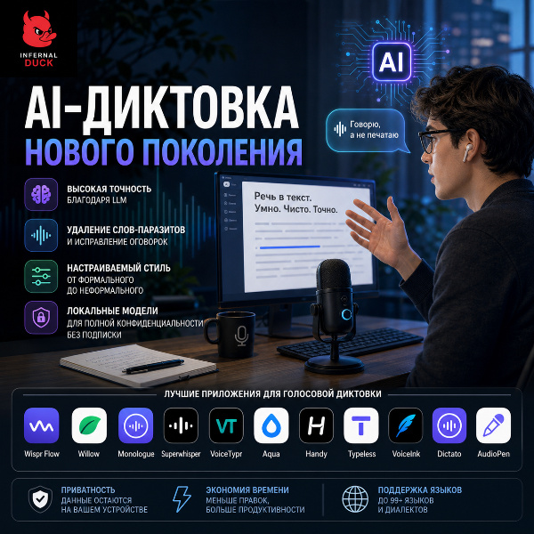 Обложка Лучшие AI-приложения для диктовки текста в 2025 году