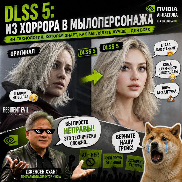 Обложка Capcom довольна реакцией фанатов на DLSS 5 в Resident Evil Requiem: геймеры выбрали оригинальный дизайн Грейс