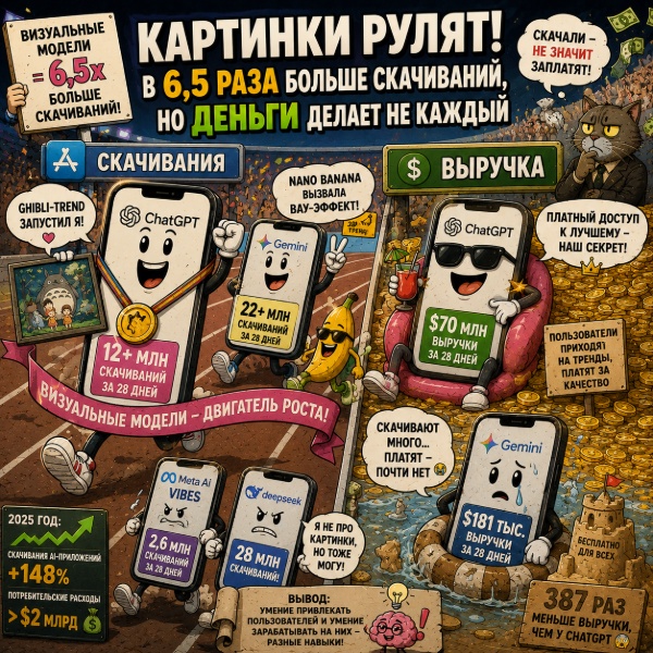 Обложка Выход новых моделей изображений стимулирует рост загрузок ИИ-приложений