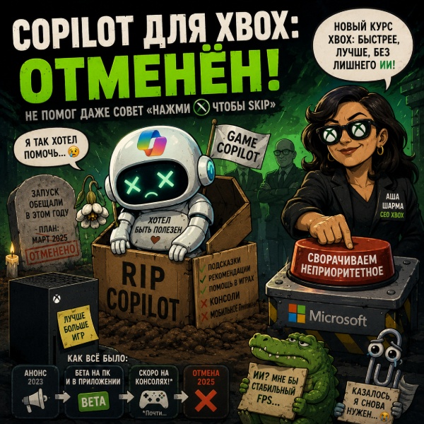 Обложка Microsoft сворачивает разработку AI-чатбота Copilot для Xbox
