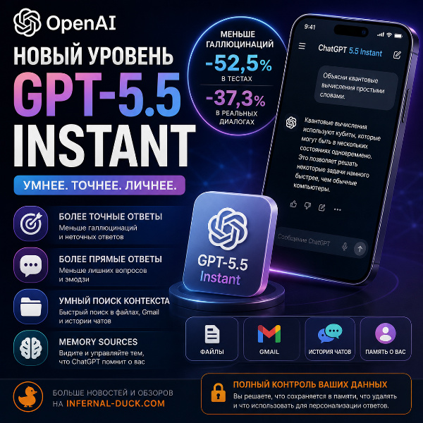 Обложка OpenAI запускает GPT-5.5 Instant: снижение галлюцинаций и улучшенная персонализация