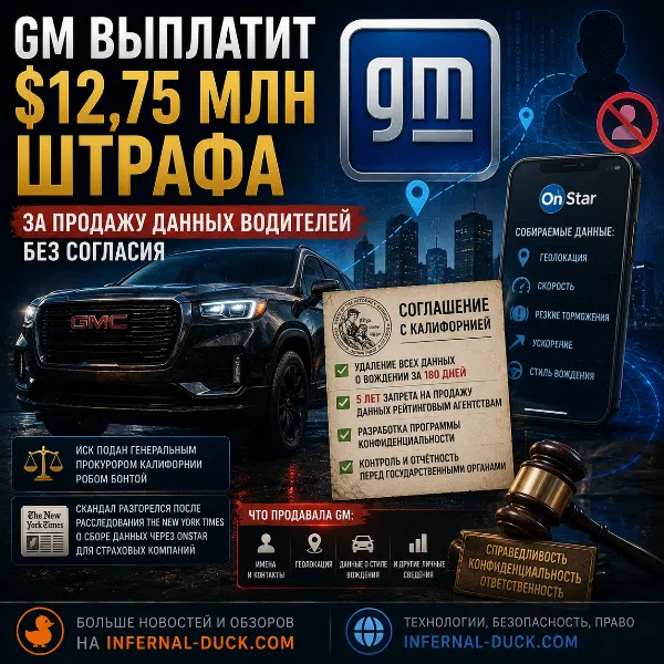 Обложка General Motors выплатит 12,75 миллиона долларов за продажу данных водителей