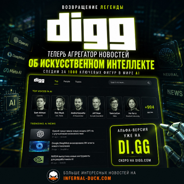 Обложка Digg возвращается в новом формате — как агрегатор AI-новостей