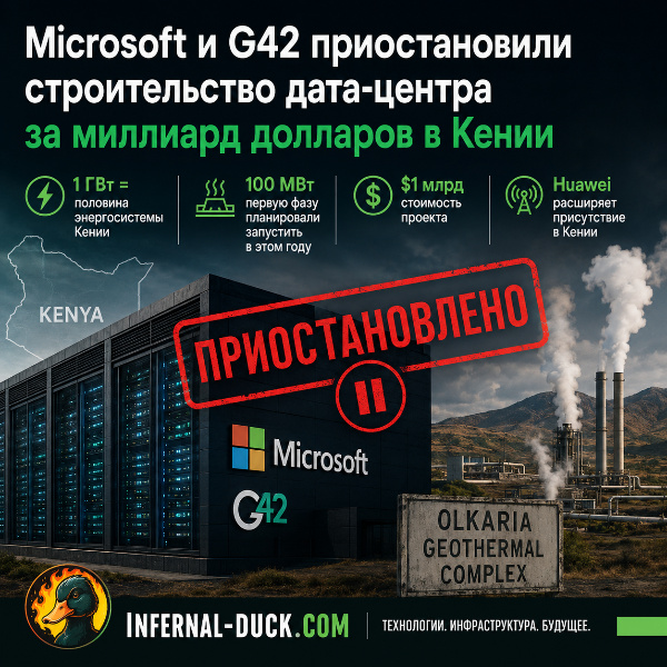 Обложка Строительство дата-центра Microsoft и G42 в Кении застопорилось из-за требований к оплате мощностей