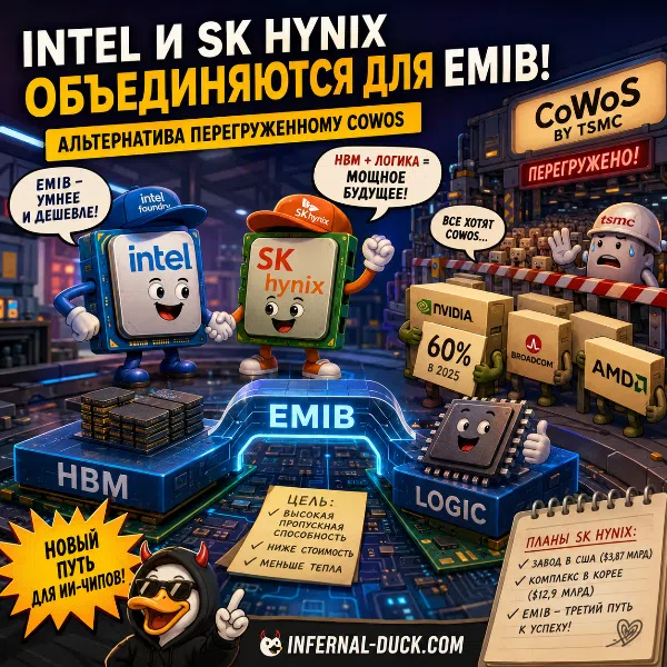 Обложка Слухи о партнерстве Intel и SK hynix в области 2.5D-упаковки взвинтили акции компаний