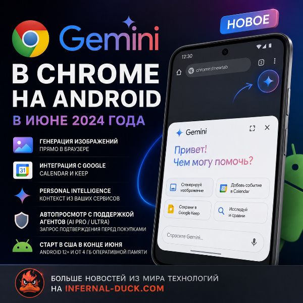Обложка Google запускает Gemini в Chrome на Android: интеграция ИИ-ассистента в браузере