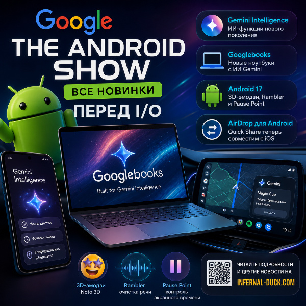 Обложка Google представила масштабное обновление Android, Gemini Intelligence и новую линейку Googlebooks