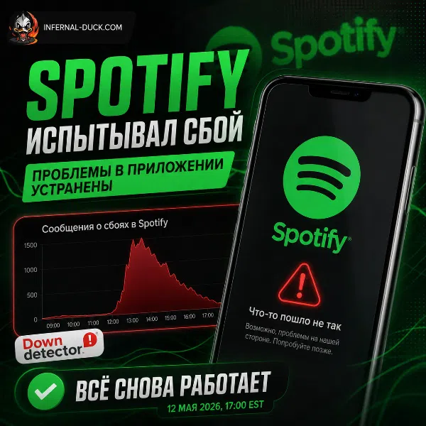 Обложка Spotify устранил глобальный сбой в работе приложения
