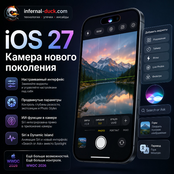 Обложка iOS 27 полностью переосмыслит камеру iPhone: персонализация, профессиональные настройки и ИИ