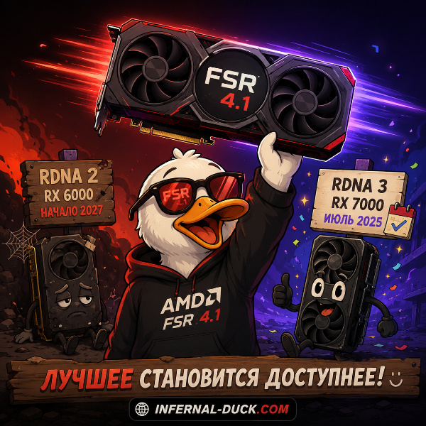 Обложка AMD официально расширяет поддержку FSR 4.1 на видеокарты RDNA 3 и RDNA 2